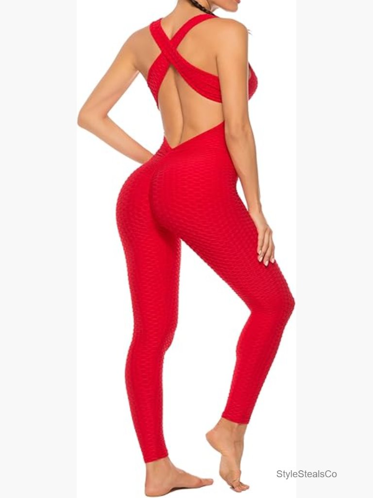 Women Texture Bodysuit Sleeveless Sport One-Piece Backless Sexy Bodycon Romper